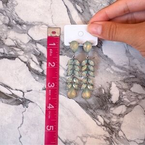 Silver/Opal Leaf Drop Earrings